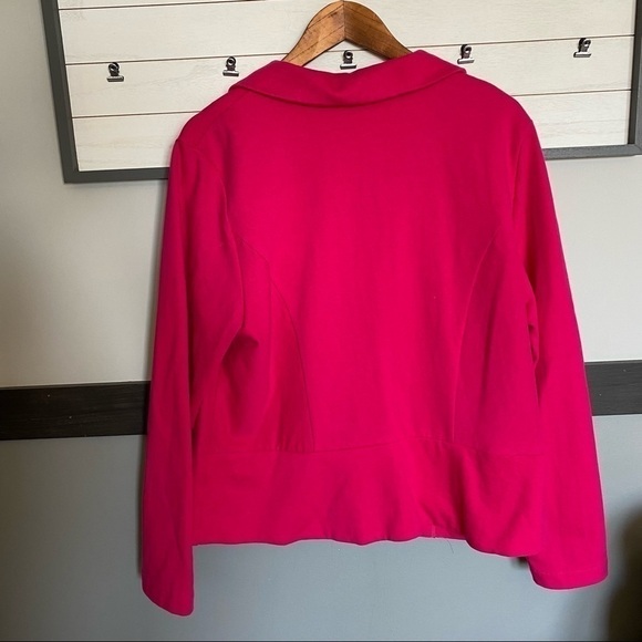 Bold hot pink ponte knit jacket blazer statement cheerful office Barbie work 1X - Picture 6 of 13